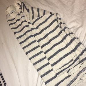 Navy striped on cream terrycloth like sweater